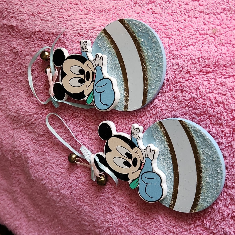 Two Baby  Mickey Mouse Christmas tree decoration or for  a cake decoration